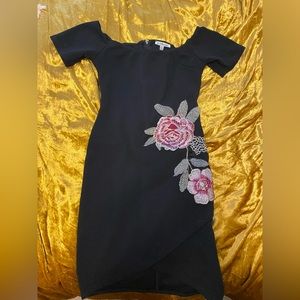 Charlotte Russe rose printed off the shoulder dress